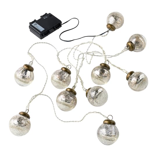 10ct. Warm White LED Silver Globe String Lights by Ashland&#xAE;